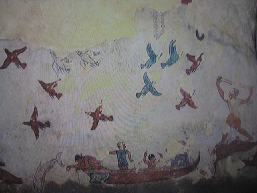 Tarquinia - Necropolis Monterozzi, Tomb of Hunting and Fishing, Fresco with Fishing Scene