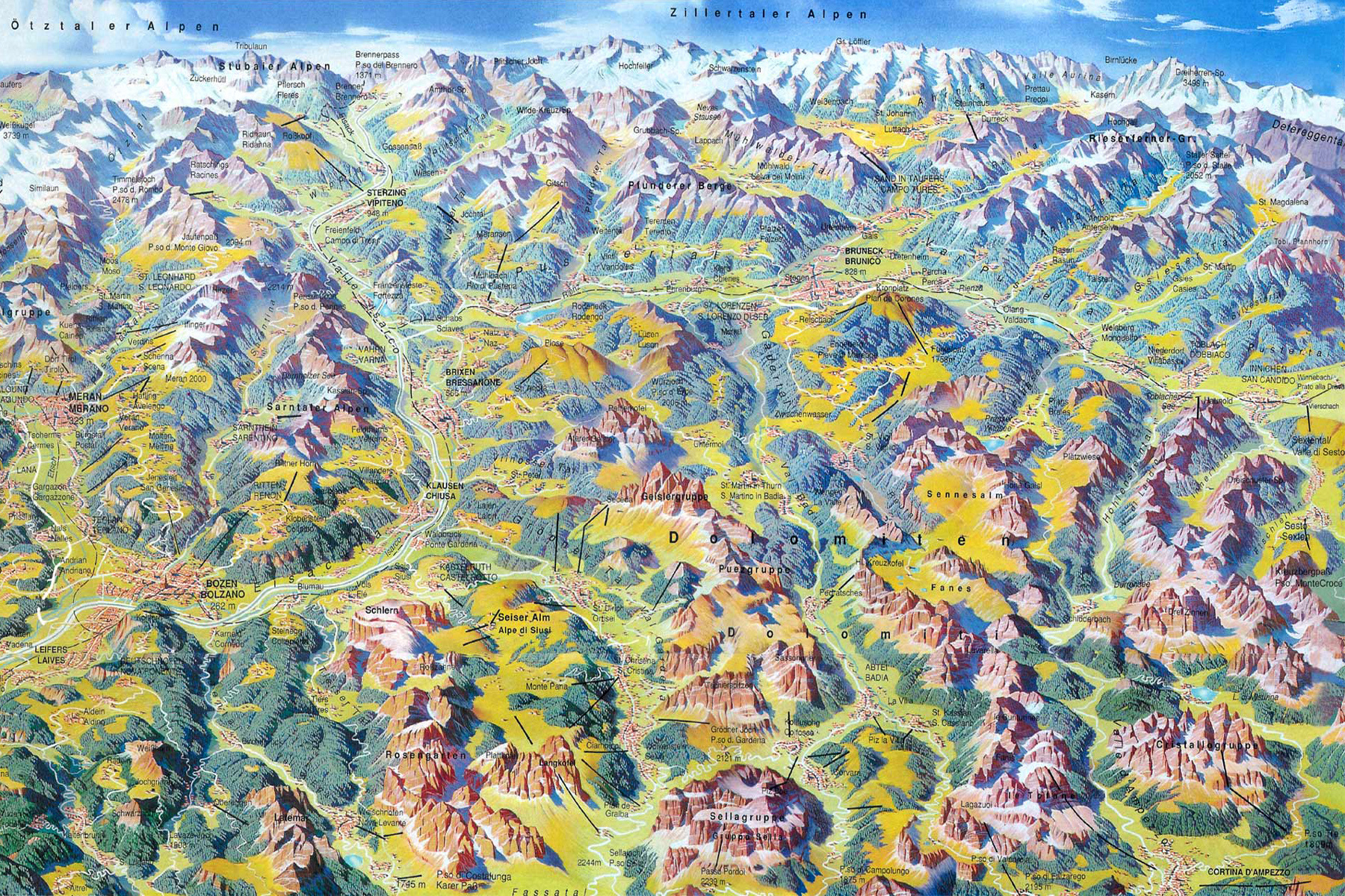 Mapa Las Dolomitas 