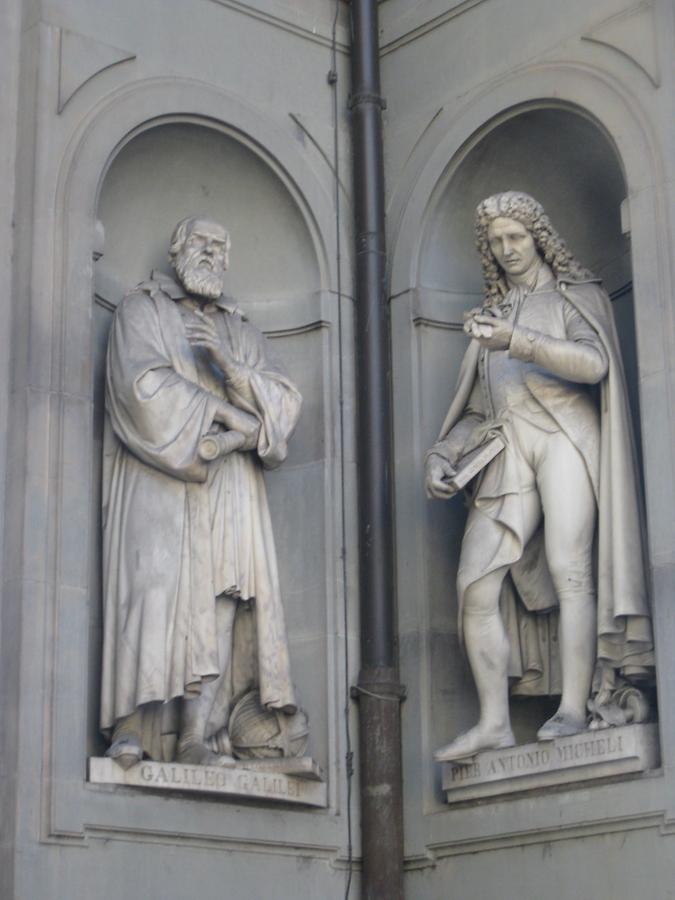 Florence - Piazzale degli Uffizi; Galileo Galilei and P. A. Micheli