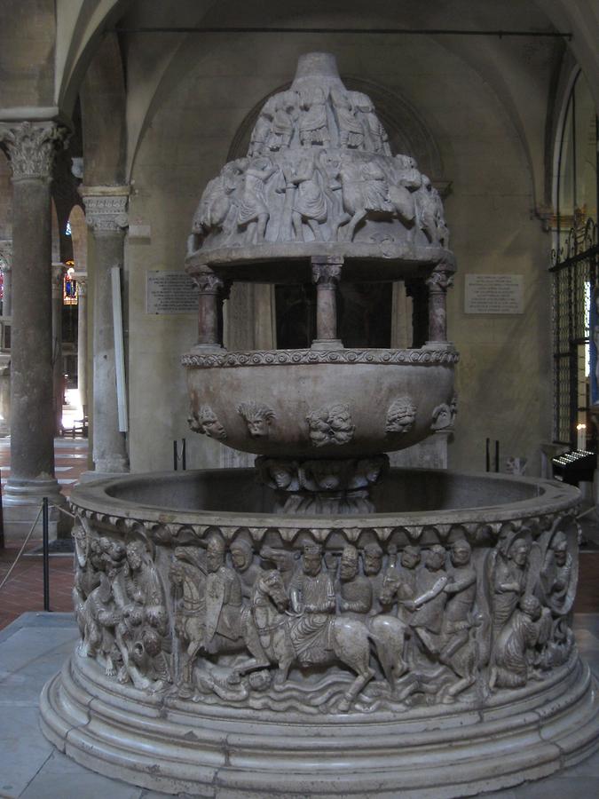 Lucca - San Frediano; Romanesque Baptismal Font