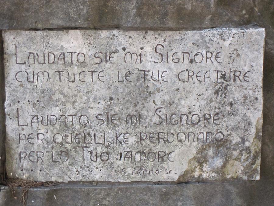 Gubbio - Inscription on the monument of St. Francis