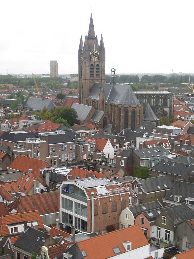 Delft - Oude Kerk seen from the Nieuwe Kerk