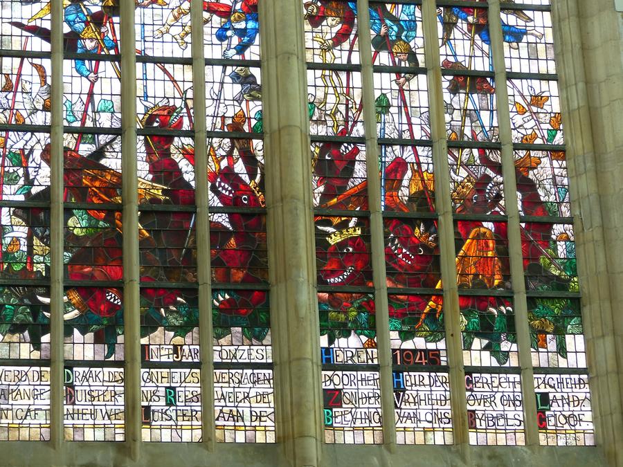 Delft - Oude Kerk; Stained-glass Window from the 20th Century