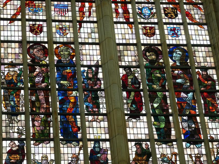 Delft - Oude Kerk; Stained-glass Window from the 20th Century, Evangelists