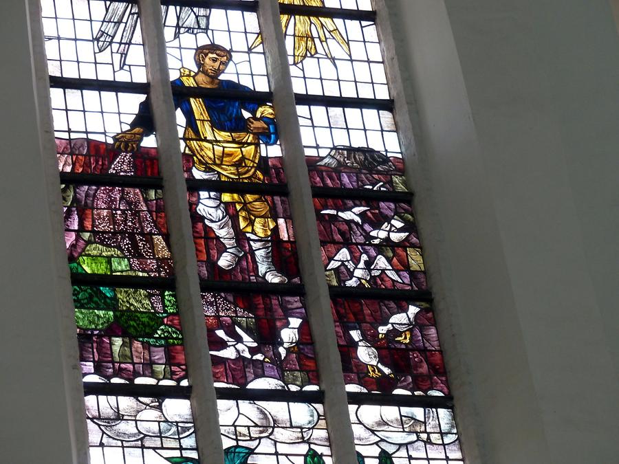 Delft - Oude Kerk; Stained-glass Window from the 20th Century, Sower