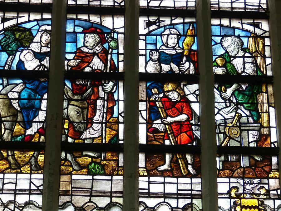 Delft - Oude Kerk; Stained-glass Window, the Flight into Egypt/Holy Family