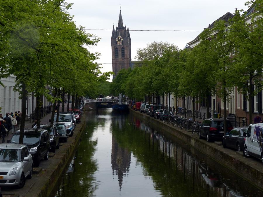 Delft - Oude Kerk with its Leaning Tower