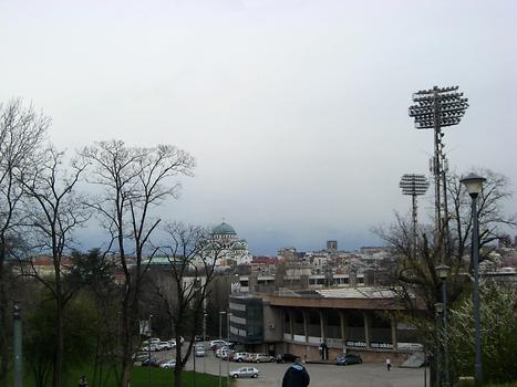 View over Belgrade with Church of Saint Sava and Partizan Stadium, Belgrade, Serbia. 2015. Photo: Clara Schultes