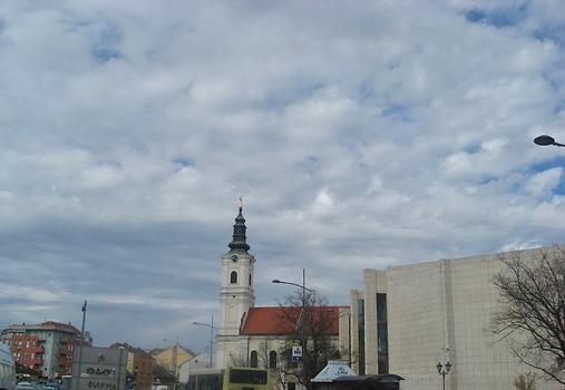 Greek Catholic Church St. Peter and Paul and Serbian National Theatre, Novi Sad, Serbia. 2015. Photo: Clara Schultes
