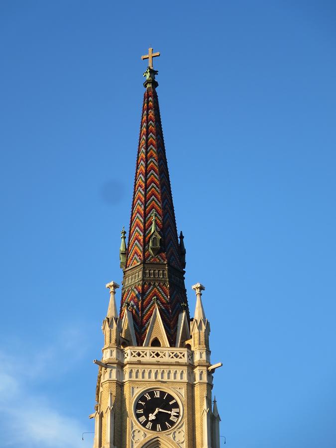 Novi Sad - The Name of Mary Church; Steeple with Majolica