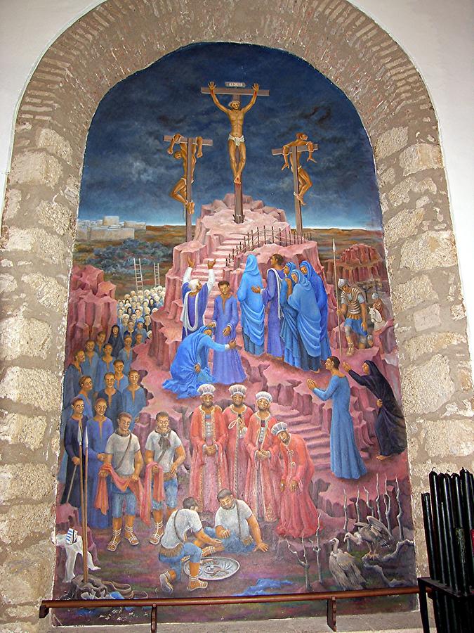 Ronda Cathedral - Modern painting of crucifixion