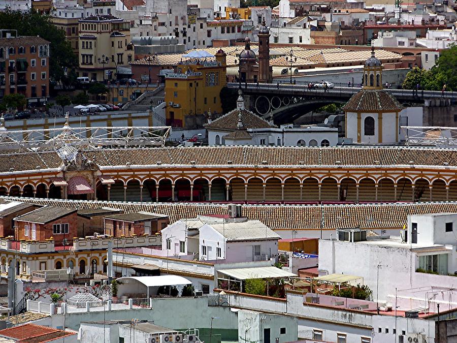 Seville Cathedral – View of bullfight arena from Belltower Giralda