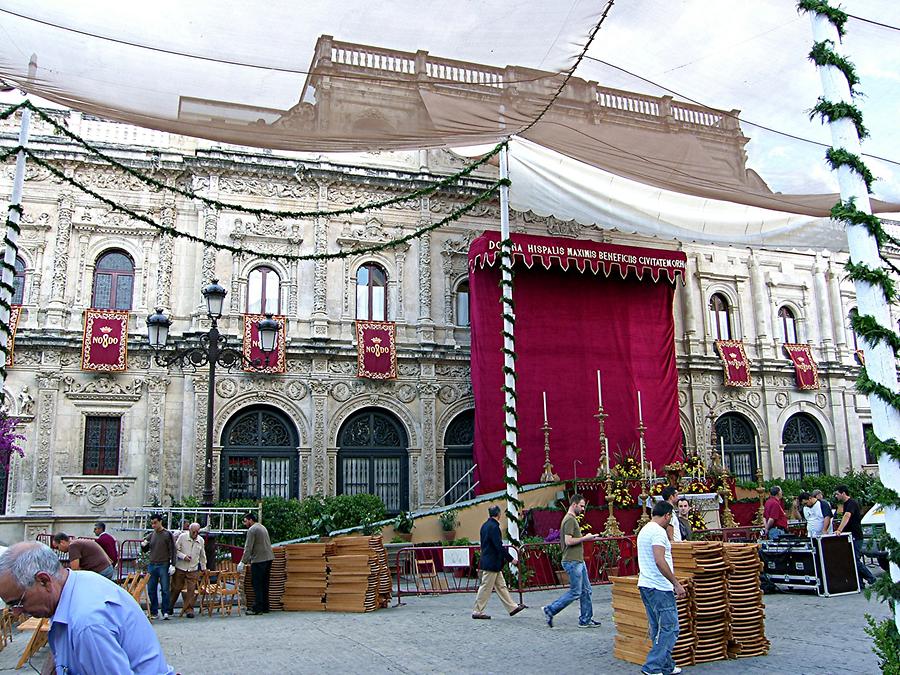 Seville city hall - Preparations for Corpus Christi day
